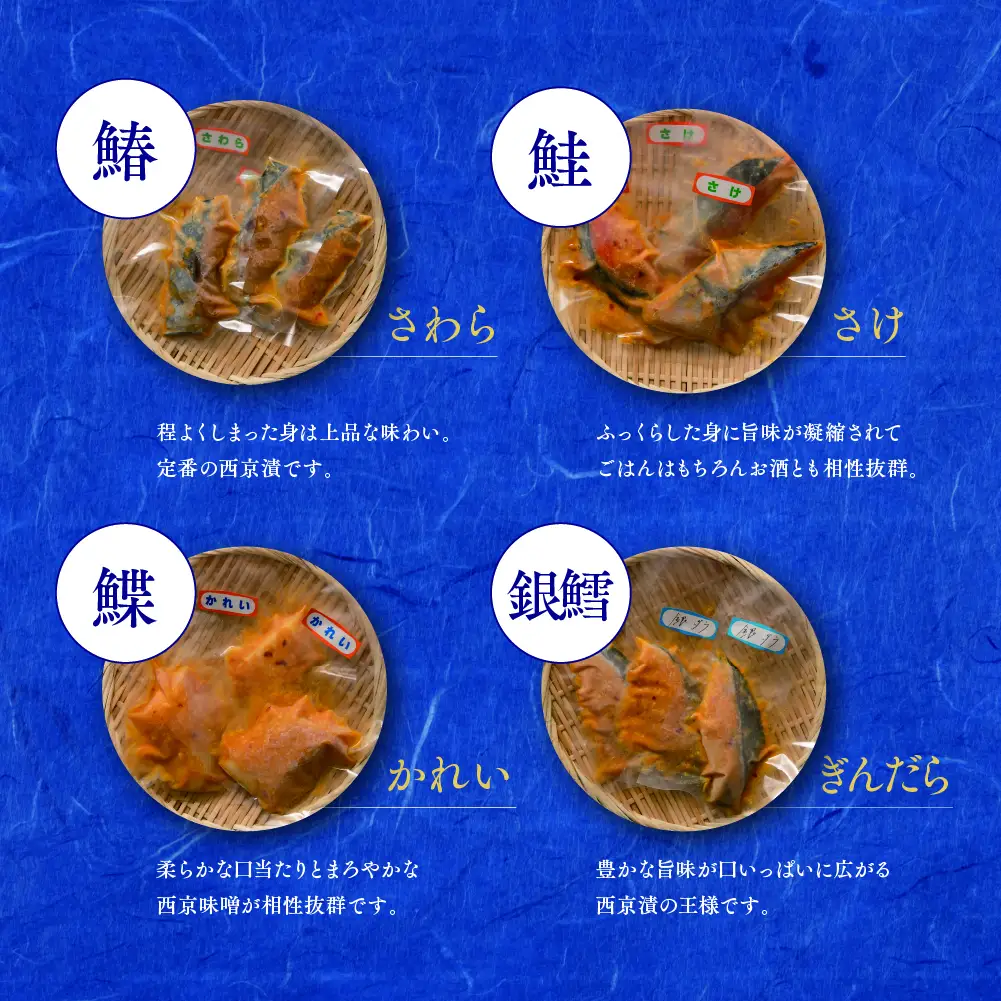 魚屋さんのこだわり西京漬けセット(4種類12切) (H071120)