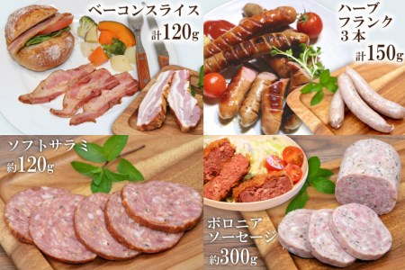 【3回定期便】信州吟醸豚ハム・ソーセージ５点セット＜安曇野食工房＞