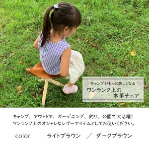 キャンプがもっと楽しくなるワンランク上の本革チェア ライトブラウン×ダークブラウン 