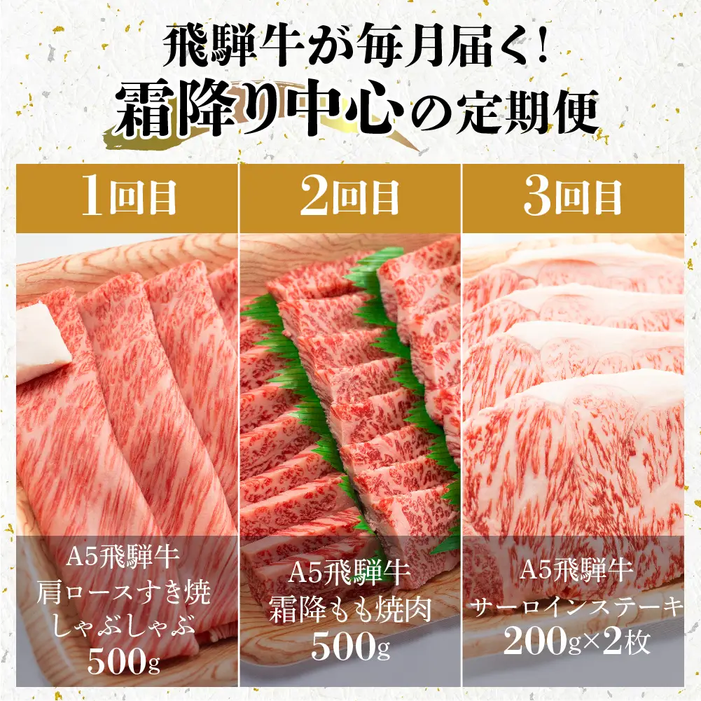 定期便 飛騨牛 【霜降り 定期便 3カ月】 BV102