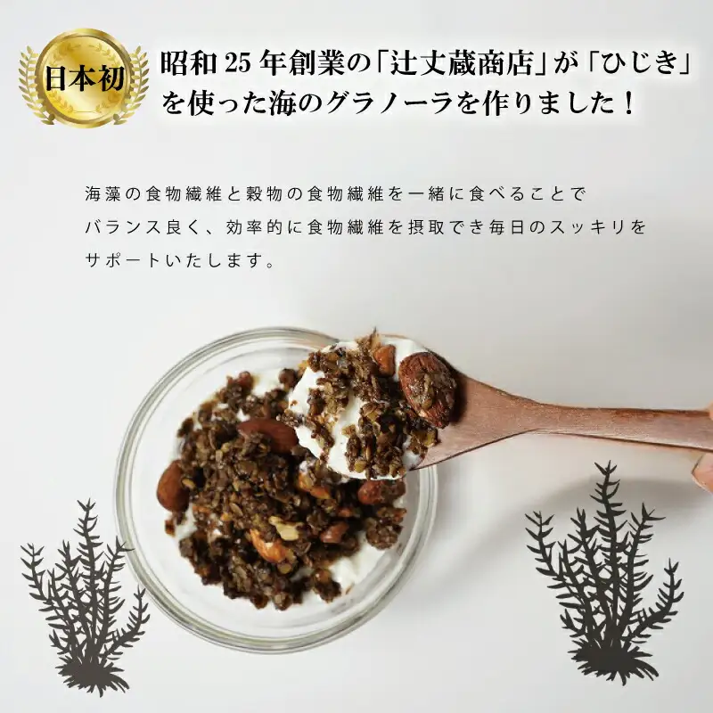 食物繊維たっぷり！！ 海のグラノーラ 糖質オフ 特製 海の幸 食物繊維 グラノーラ 毎日 栄養 日本初 プロデュース ひじき 粉末 ごろっと 健康 食物繊維