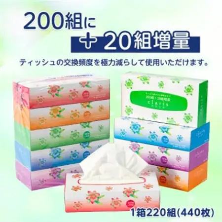 クラリスボックスティッシュ60箱(1箱220組(440枚))(5個入り×12セット)【配送不可地域：離島・沖縄県】【1256759】