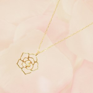 K18　ダイヤモンド薔薇 ペンダントネックレス　HH-018729