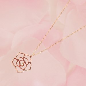 K18ピンクゴールドダイヤモンド 薔薇ペンダントネックレス【HH-018730】