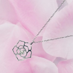 プラチナ900/850　ダイヤモンド 薔薇ペンダントネックレス　HH-018731