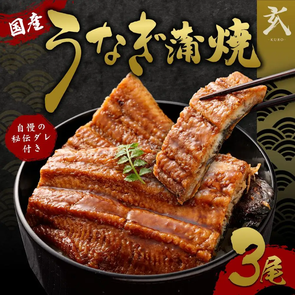 【うなぎ玄】伏見の名水仕込み 国産備長炭うなぎ蒲焼き3本セット
