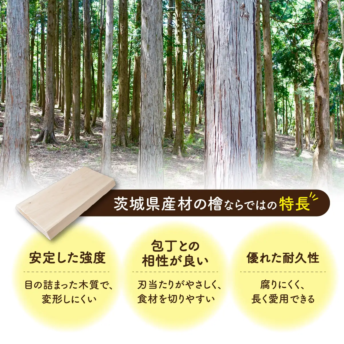 一枚板 まな板M型(200mm×400mm×30mm) 水戸刑務所 |  茨城県産檜 調理器具