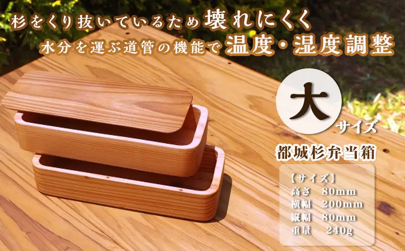 都城杉弁当箱(大)〔AD-E3-001-L〕_(都城市) 杉生産量日本一の宮崎県産の杉を世界最先端の技術でくり抜いて作ったお弁当箱 日本製(made in Japan) 職人の優れた技術と丁寧な技術で手作りされた最高級の弁当箱