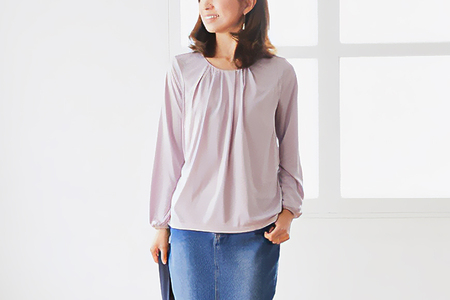 赤ちゃんに優しい秋から春まできれいめ授乳服セット ピンク/L トップス 下着 ブラジャー 【マタニティ】【ho0919】