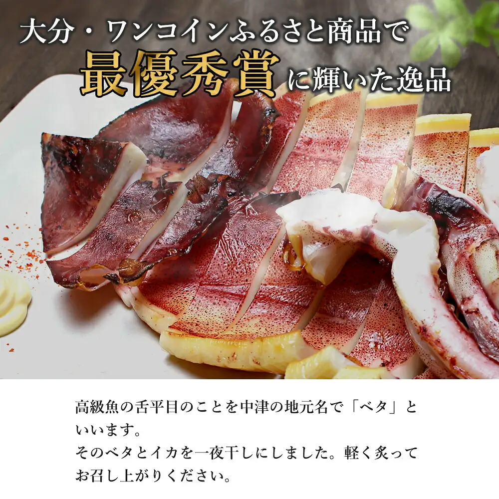 なかつ海の幸セット | 舌平目（ベタ）一夜干し・イカ一夜干し 各2セット 大分県 中津市