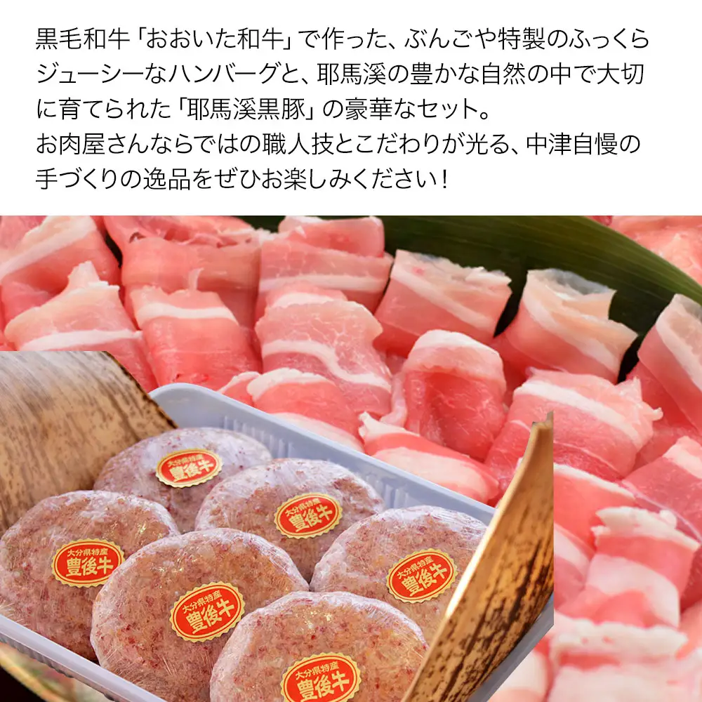 おおいた和牛ハンバーグと黒豚セット | 牛肉 おおいた和牛 ハンバーグ おかず 惣菜 豚肉 お肉 肉 黒豚 大分県産 九州産 中津市 国産 送料無料