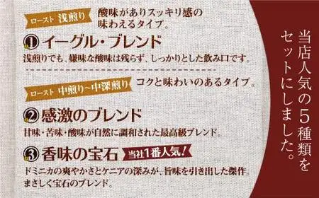 イーグル・ブレンド コーヒー おススメセット100g×5種【粉】自家焙煎 ブレンド コーヒー   GT012
