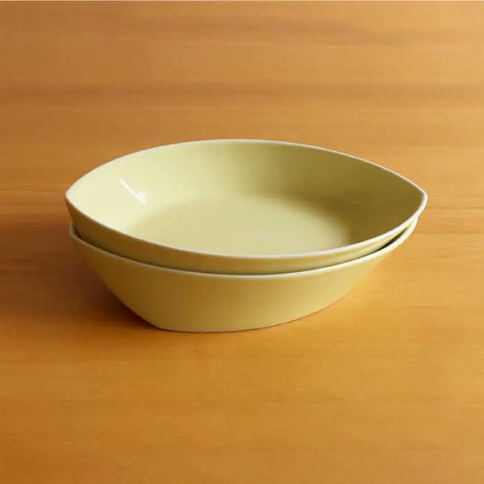 【白山陶器】【グッドデザイン賞受賞】リーヴズパスタ プレート 食器 カレー皿 イエロー 2枚セット【波佐見焼】[TA124] 波佐見焼