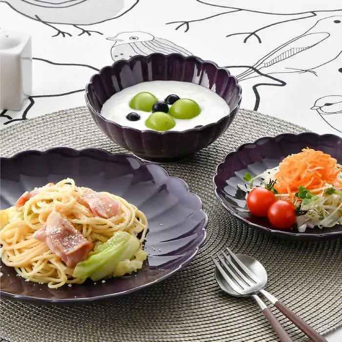 【波佐見焼】RINKA プレート ボウル 3点セット 紫 食器 皿 【長十郎窯】 [AE27] 波佐見焼