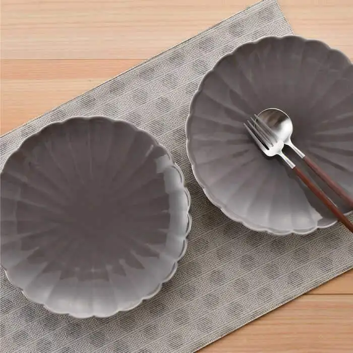 【波佐見焼】RINKA 21.5cm プレート 2枚セット グレー 食器 皿 【長十郎窯】 [AE32] 波佐見焼
