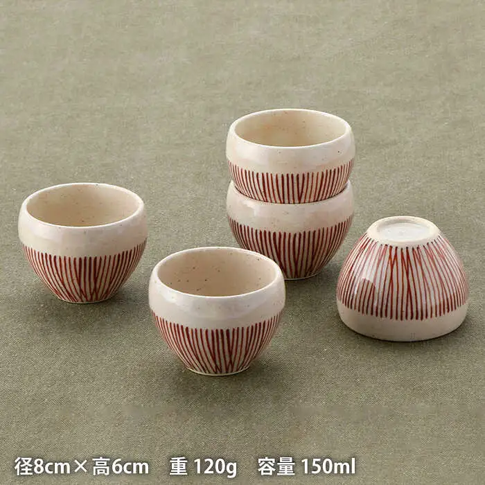 【波佐見焼】京千筋 フリーカップ5点セット スープカップ 湯呑み 陶器   食器 皿 【トーエー】 [QC44] 波佐見焼