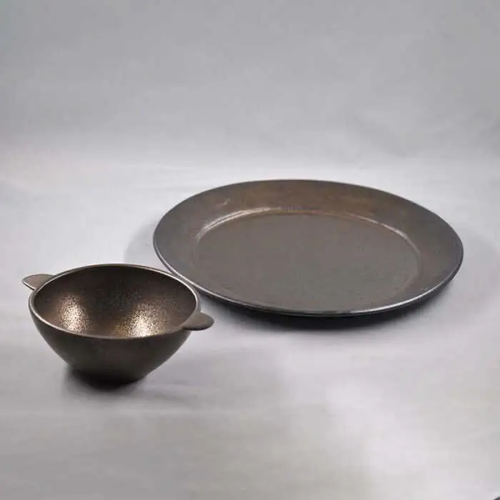 【波佐見焼】金彩釉 リム プレート L 2枚セット 食器 皿 【堀江陶器】 [JD167] 波佐見焼