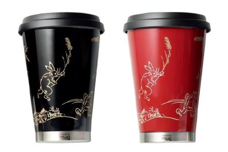 うるしモバイルタンブラー　鳥獣戯画・朱　工芸品 漆塗