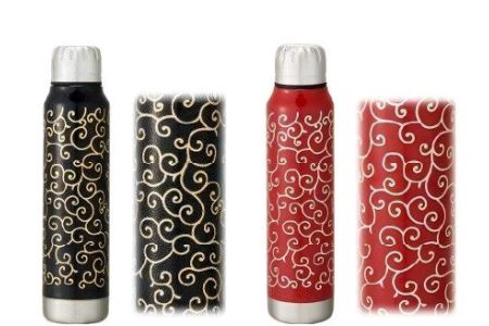 うるしアンブレラボトル　唐草・黒　工芸品 漆塗