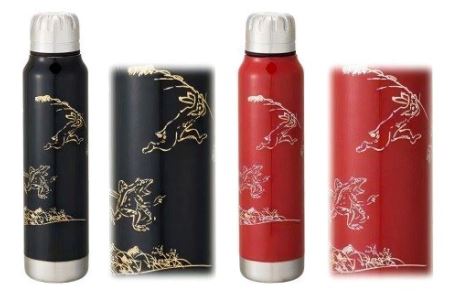 うるしアンブレラボトル　鳥獣戯画・朱　工芸品 漆塗