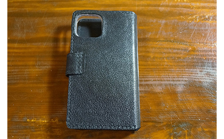 本革製手帳型iPhoneカバー iPhone13mini用 ＜レッド＞ 国産牛ヌメ革 ハンドメイド スマホ 手帳型 カバー iPhone iPhone13mini 本革 レザー 革製品 レッド F6L-349