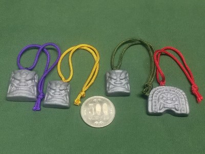 伝統工芸士の鬼師が作る守護鬼瓦シリーズ 疫病退散守護鬼面ストラップ 4種 H064-035