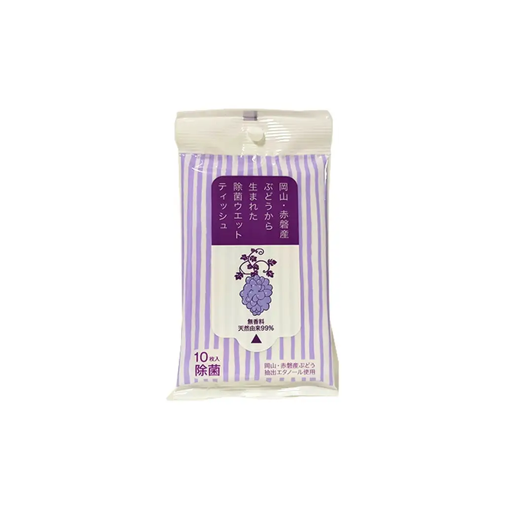ぶどう から生まれた 除菌 ウエットティッシュ （10枚入り）×12個 雑貨 日用品 ぶどう