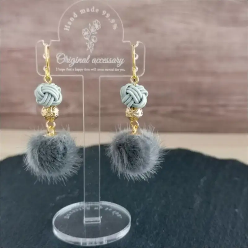 水引ピアス「グレー」花時ピアス