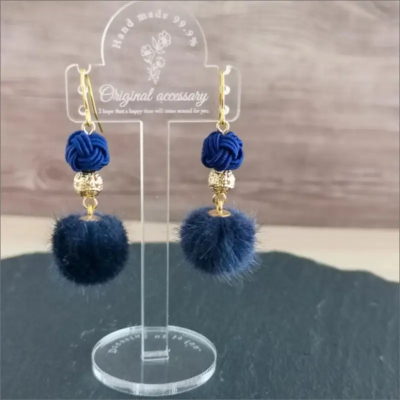 水引ピアス「ネイビー」花時ピアス