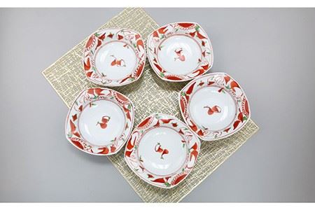 【波佐見焼】夢万歴草華紋 マルチ ボウル Mセット5P（手描） 食器 皿 【不二商店】 [UC06] 波佐見焼