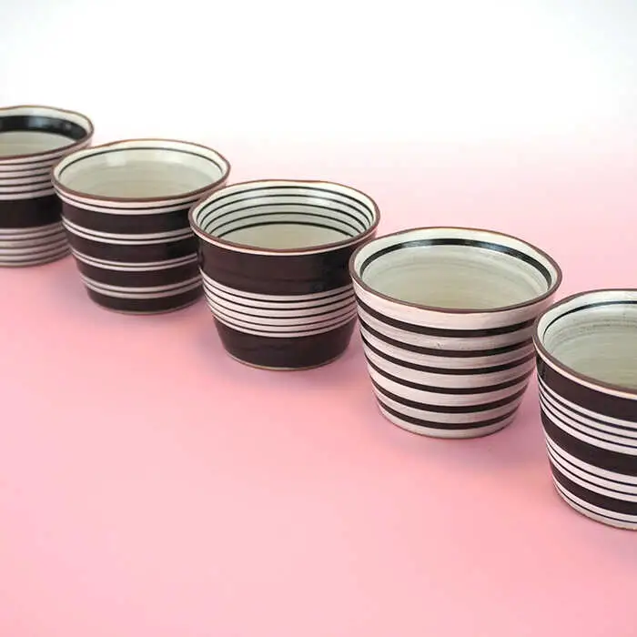 【波佐見焼】蕎麦猪口（マルチカップ）ボーダー そばちょこ 小鉢 陶器  食器 皿 【鐵山陶器】 [ZD10] 波佐見焼