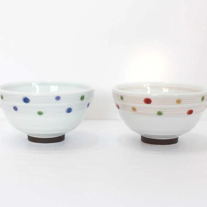 【波佐見焼】色彩水玉（ 茶碗 ・ 湯呑 ）4点セット 食器 皿 【陶芸ゆたか】 [VA93]  波佐見焼