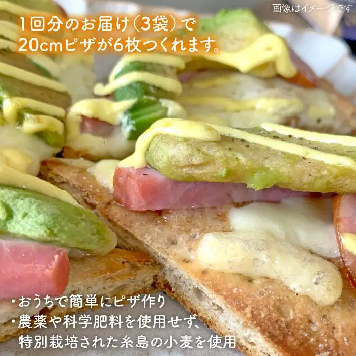 【 全12回 定期便 】自宅でかんたん♪ 本格 ブラン ピザ キット 3袋 (3回分) 粉類の 計量不要 ！《糸島》【天然パン工房楽楽】【いとしまごころ】[AVC037]