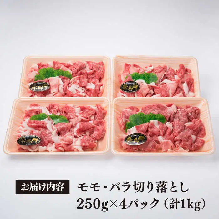 黒毛和牛 牛肉切り落とし 250g 4P 計1kg もも バラ ミックス A4  [ACA031] 牛肉切り落とし