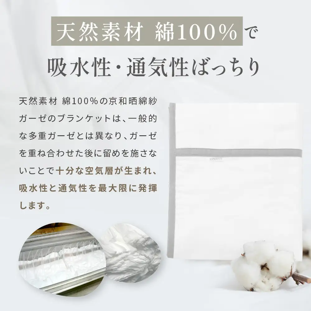 【大東寝具】～オールシーズン快適に使えるブランケット～ 京和晒綿紗 ガーゼケット 5重合わせ（グレー）