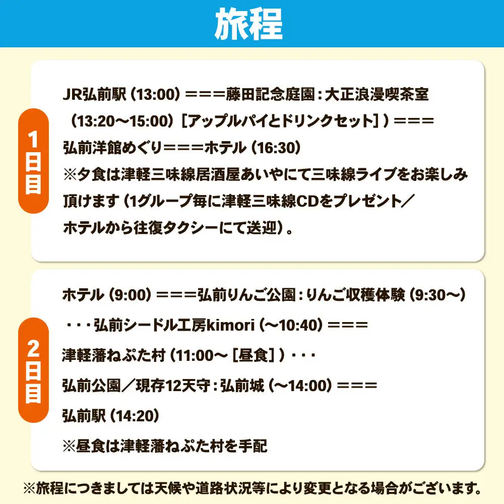【タクシーでらくらく移動】着地型弘前りんご満喫ツアー 2名様ご招待＜レターパックプラス＞