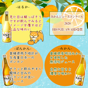 ＜天晴兄妹みかん ジュース 720ml×3種類セット 愛媛県明浜産＞『1か月以内に順次出荷予定』 蜜柑 果物 オレンジ ポンカン はるか フルーツ 株式会社笑丸 飲んで応援 特産品 愛媛県 西予市【常温】 AAN0008