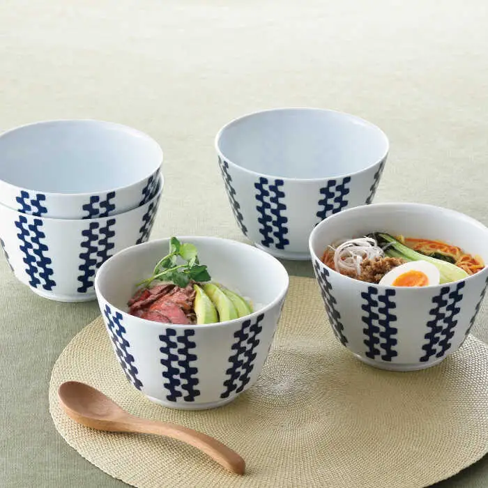 【波佐見焼】シュエット ミドル丼 どんぶり ナミ 5個セット 食器 皿 【福田陶器店】 [PA235]  波佐見焼