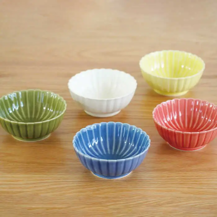 【波佐見焼】花しのぎ 丸小付 小鉢 5色セット（白・薄青・薄緑・薄黄・薄赤） 食器 皿 【団陶器】 [PB90] 波佐見焼