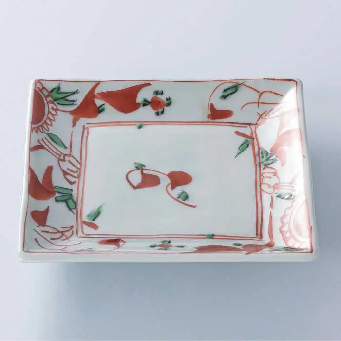 【波佐見焼】夢万歴草華紋 角皿 5客揃 食器 皿 【不二商店】 [UC19] 波佐見焼