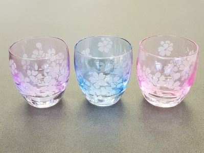 「さくらブランド認定」サンドブラスト【桜ぐい呑み】3個セット※着日指定不可◇