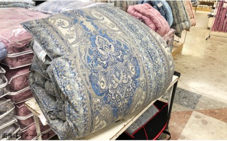シルクタッチ ツインドームキルト 極暖 ハンガリー産 増量羽毛掛ふとん 1.5kg 150×210cm シングルサイズ 【ブルー系】