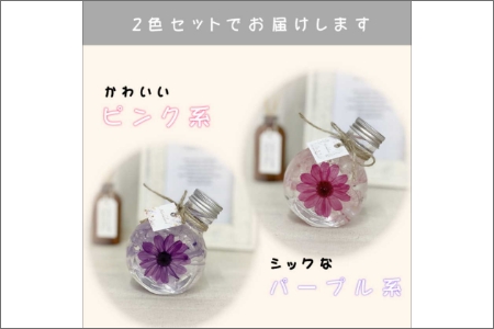 【0369-3】コロンと可愛いボトルに大輪のジニア入りハーバリウムセット