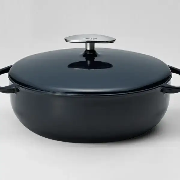 ユニロイ 浅型ホーロー鍋 22cm 藍 IH対応 鋳物 鍋 燕三条 日本 キャセロール UNILLOY