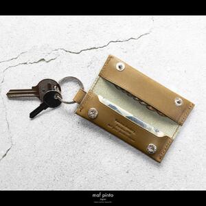 maf pinto (マフ ピント) キーリング キーホルダー 小銭入れ付き ミニ財布 オリーブ レザー 本革 日本製
