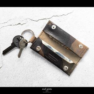 maf pinto (マフ ピント) キーリング キーホルダー 小銭入れ付き ミニ財布 カモフラージュ ダーク レザー 本革 日本製