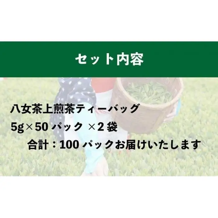 八女上陽の産地直送！ 中島製茶本舗 ご家庭用煎茶ティーバッグ 100パック ( 八女茶 )