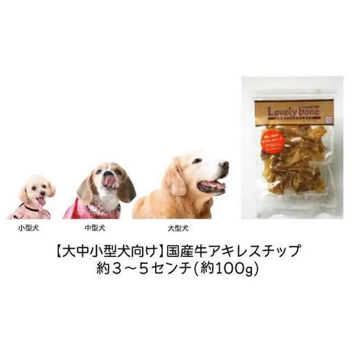 精肉店がこだわった【大中小型犬向けおやつ】国産牛アキレスチップ　100g　無添加 手作り