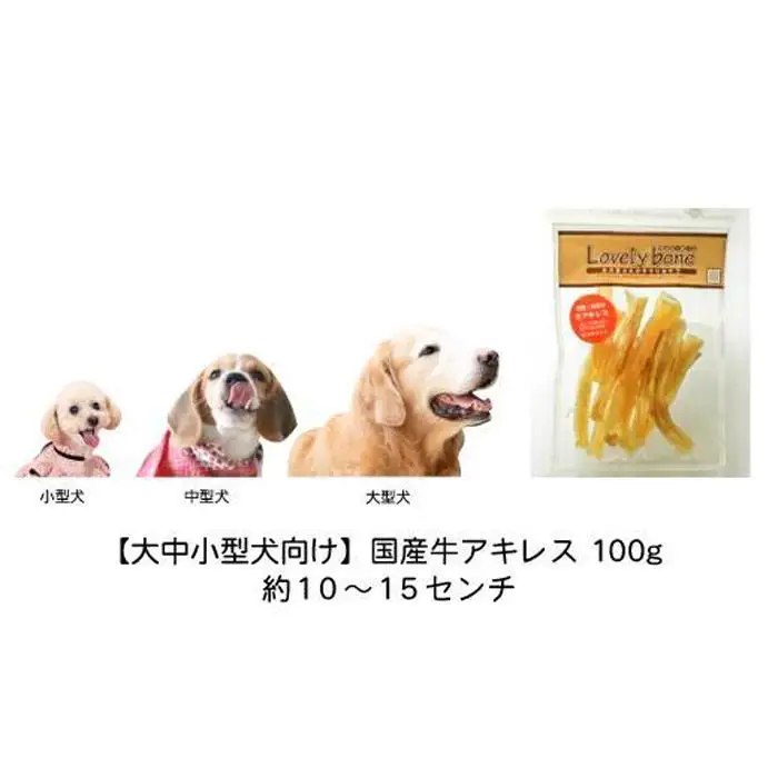 【大中小型犬向け】国産牛アキレス　100g　無添加 手作り