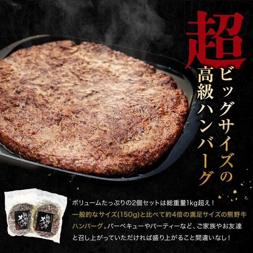 熊野牛 MEGAバーグハーフ 650g×2個【MT27】